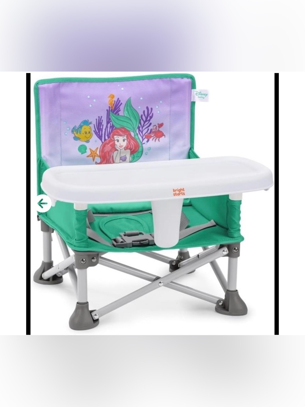 Disney Baby Little Mermaid Green Portable Booster Seat with Tray